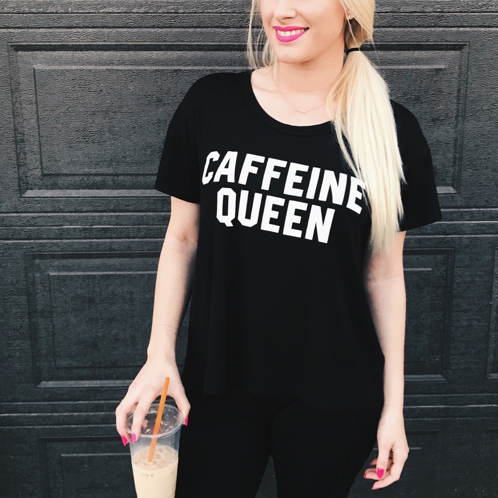 SALE☕️ caffeine queen tee shirt black white - Picture 2 of 2